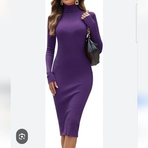 Ninovino Purple Turtleneck Bodycon Sweater  Dress sz XS